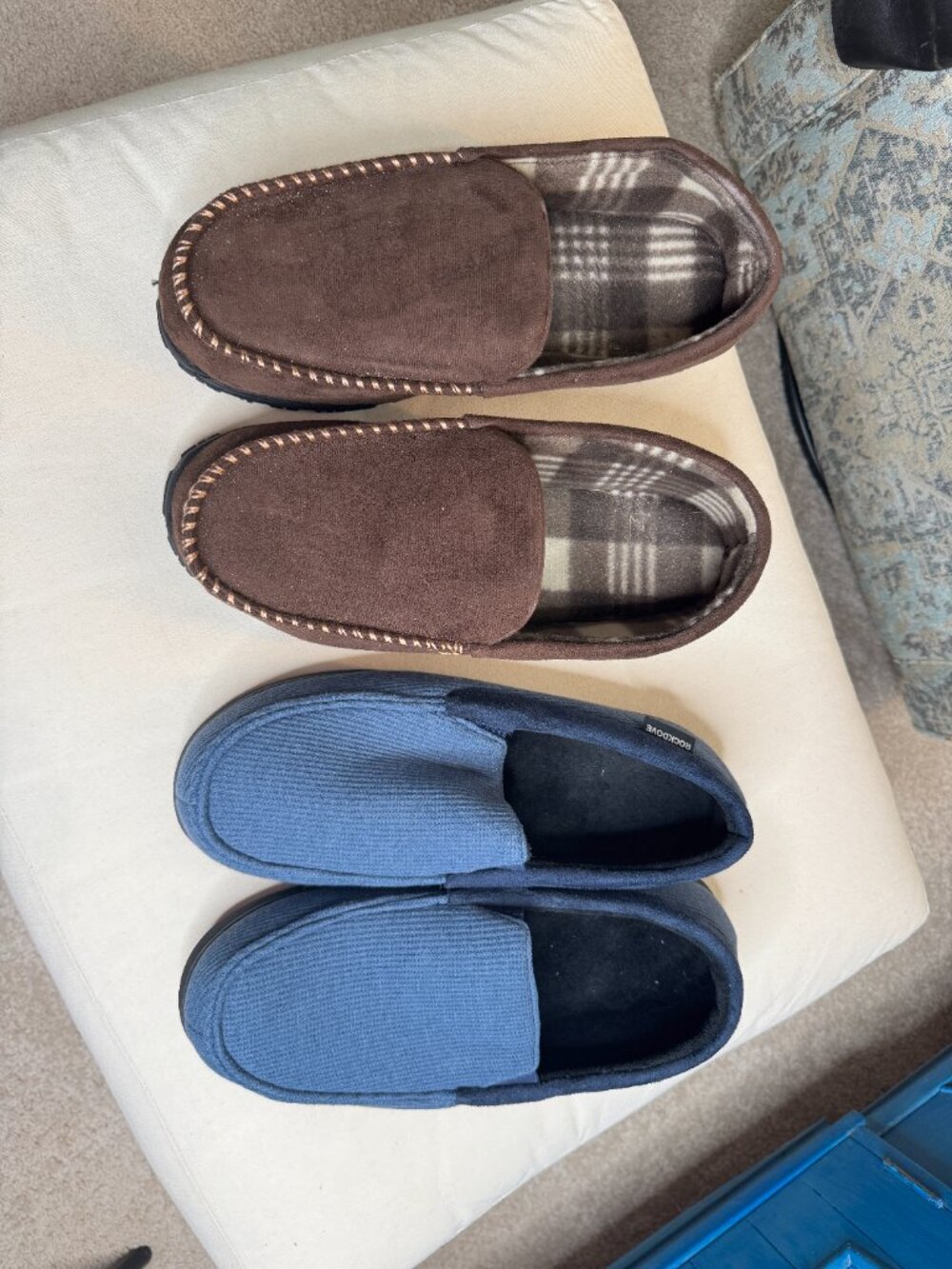 Like New  Two Pairs Men's Bedroom Slippers, Size 13/14